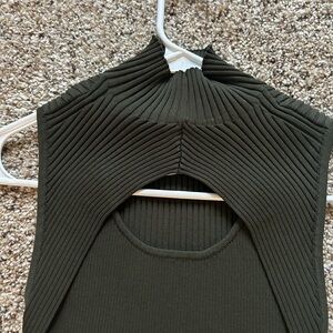 Olive Green Ribbed Sleeveless Top